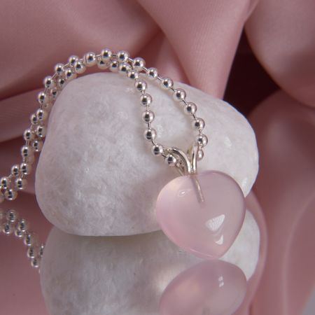 Rosenquarz Anhänger Herz glatt